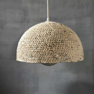 Abat-jour 28cm crocheté en fil compostable de maïs écru
