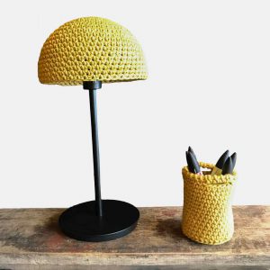 Lampe Bubble crochetée 15cm en coton bio épais jaune