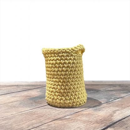 Panier 8cm crocheté en coton bio épais Jaune