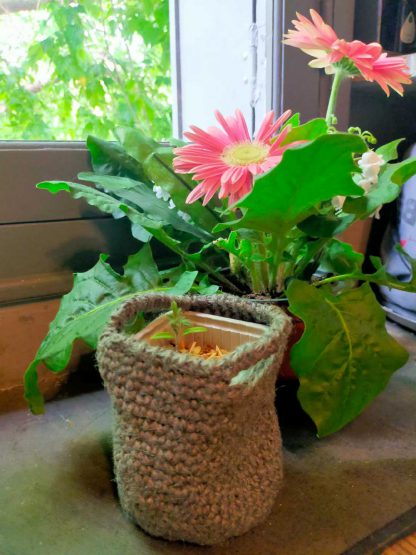 Inspiration : panier 11 cm crocheté en jute naturelle